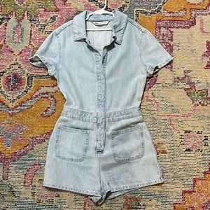 Zara denim button up romper